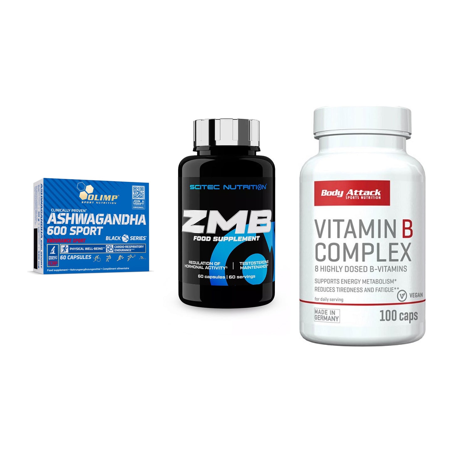 Stress & Balance: Olimp Ashwagand + Scitec ZMB + Body Attack – alle enthaltenen Artikel