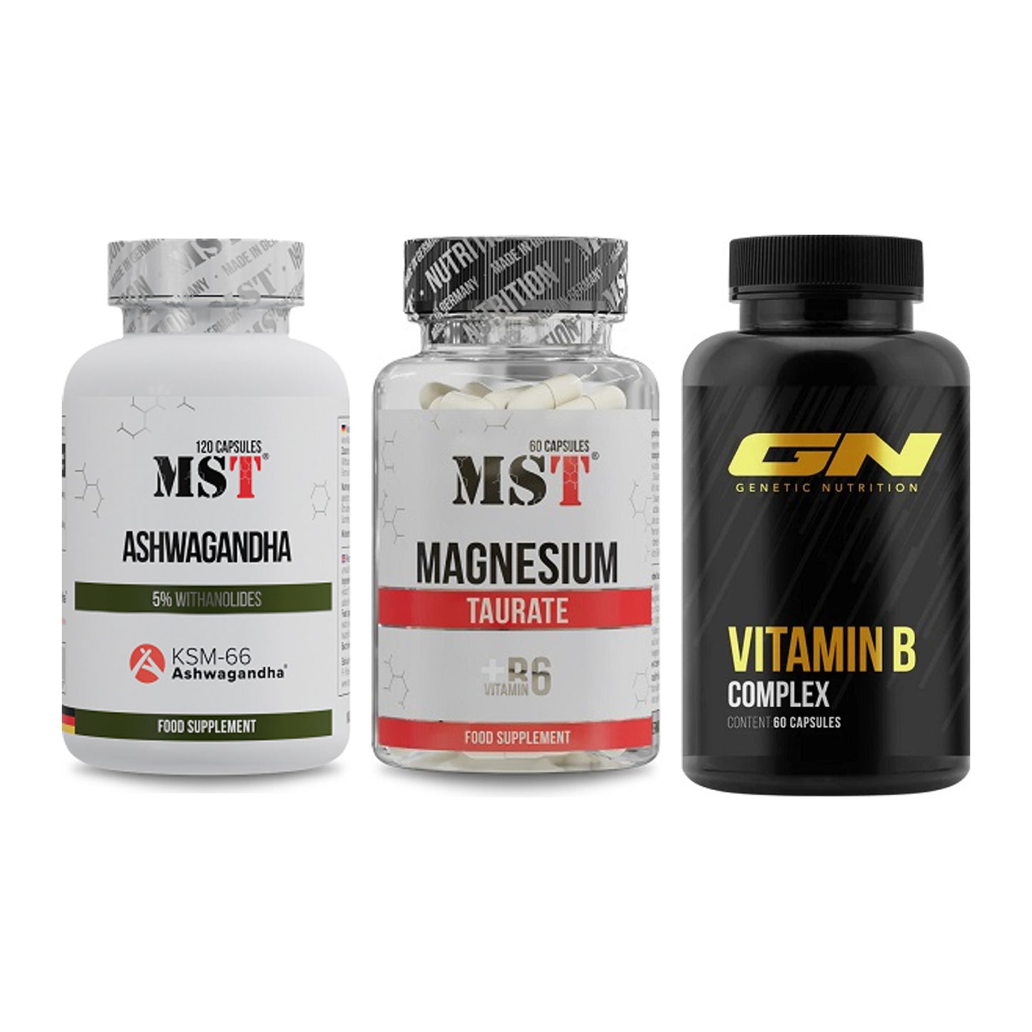 Stress & Balance: MST Ashwagandha + MST Magnesium + GN Vitamin – alle enthaltenen Artikel