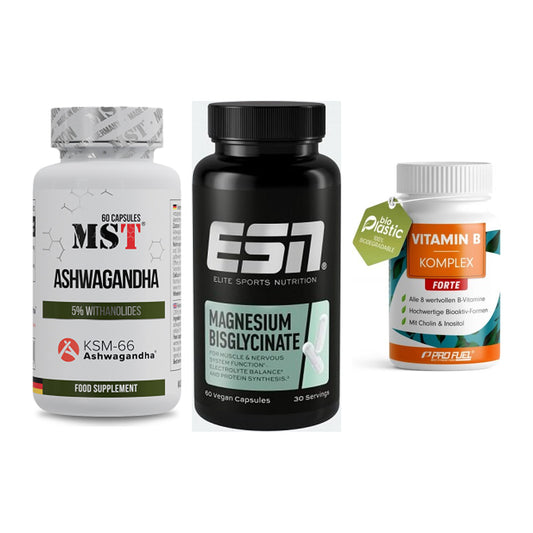 Stress & Balance: MST Ashwagandha + ESN Magnesium + ProFuel Vitamin – alle enthaltenen Artikel