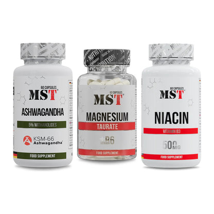 Stress & Balance: MST Ashwagandha + MST Magnesium + MST Niacin – alle enthaltenen Artikel