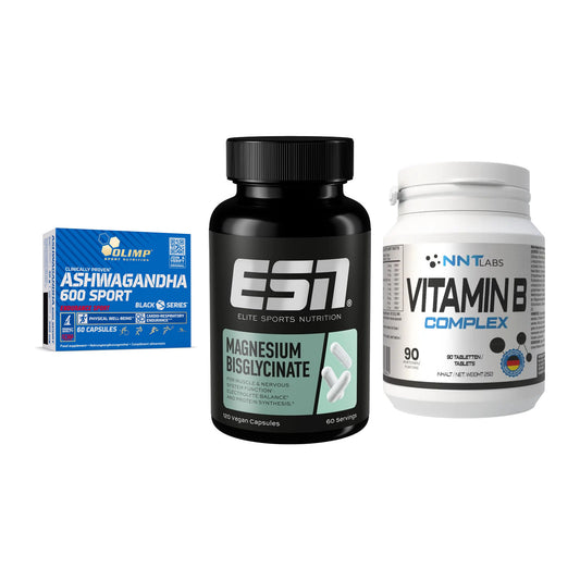 Stress & Balance: Olimp Ashwagand + ESN Magnesium + NNT Vitamin B – alle enthaltenen Artikel