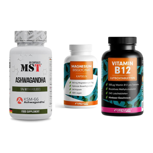 Stress & Balance: MST Ashwagandha + ProFuel Magnesi + ProFuel Vitamin – alle enthaltenen Artikel