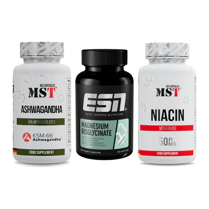 Stress & Balance: MST Ashwagandha + ESN Magnesium + MST Niacin – alle enthaltenen Artikel