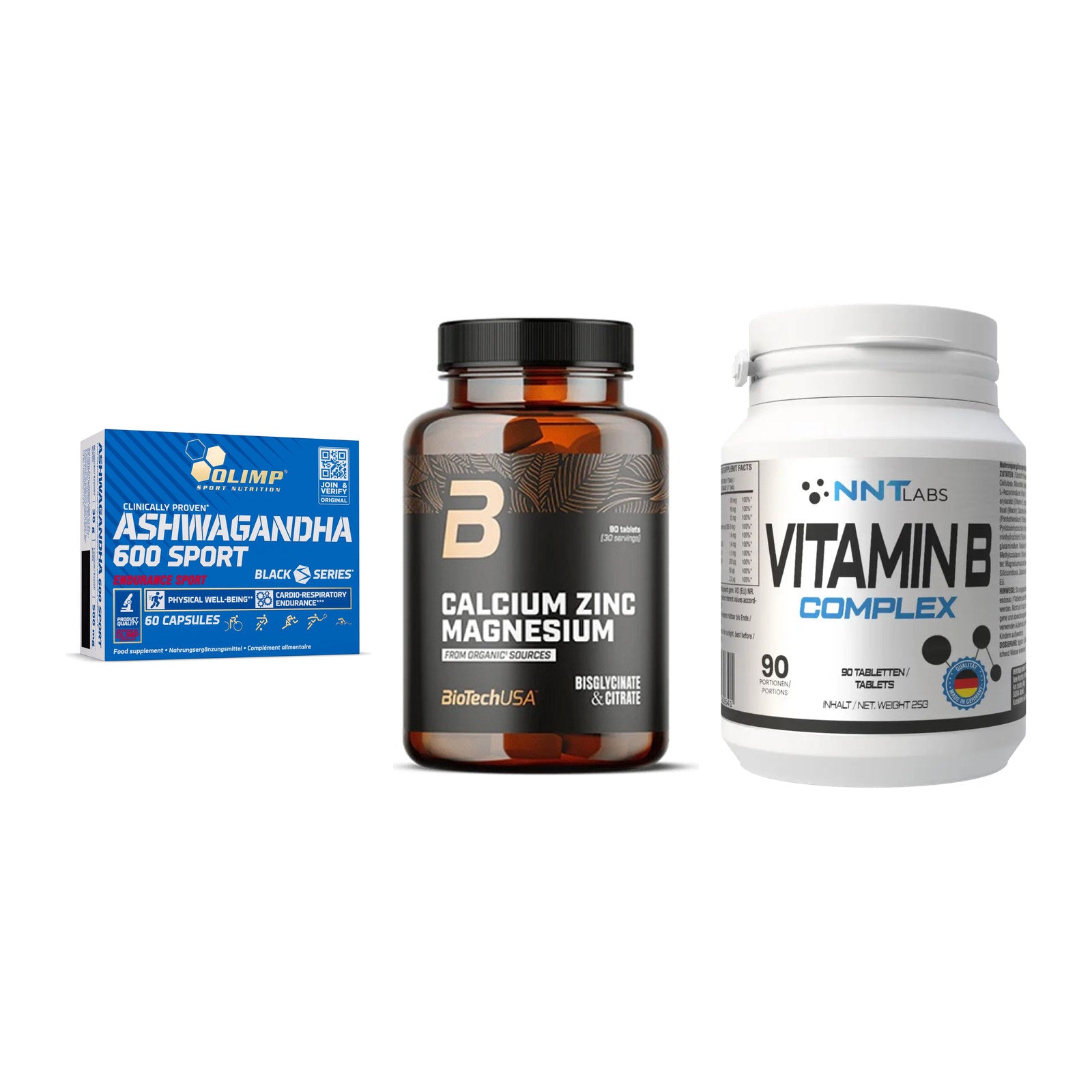 Stress & Balance: Olimp Ashwagand + BioTech Calcium + NNT Vitamin B – alle enthaltenen Artikel