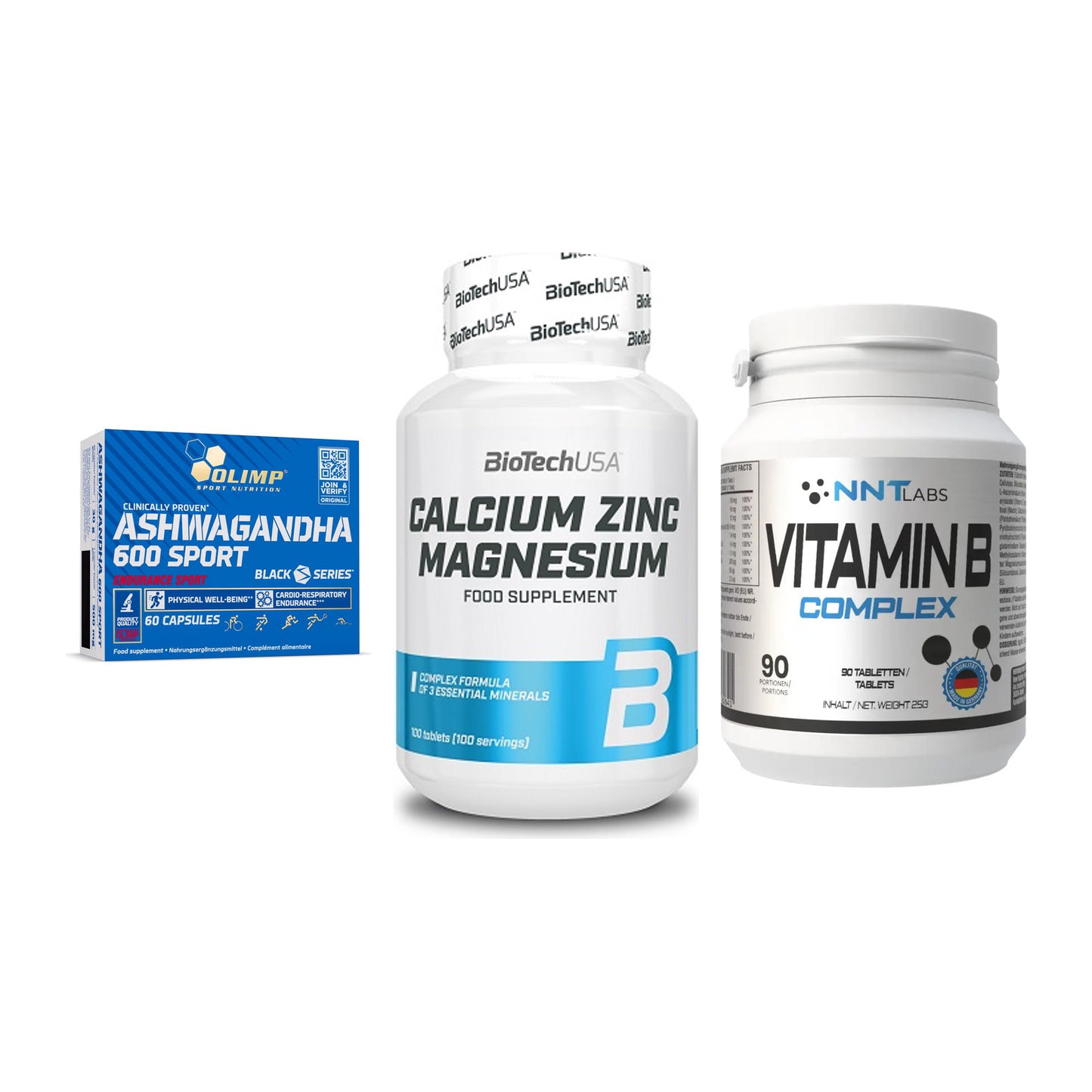 Stress & Balance: Olimp Ashwagand + BioTech Calcium + NNT Vitamin B – alle enthaltenen Artikel