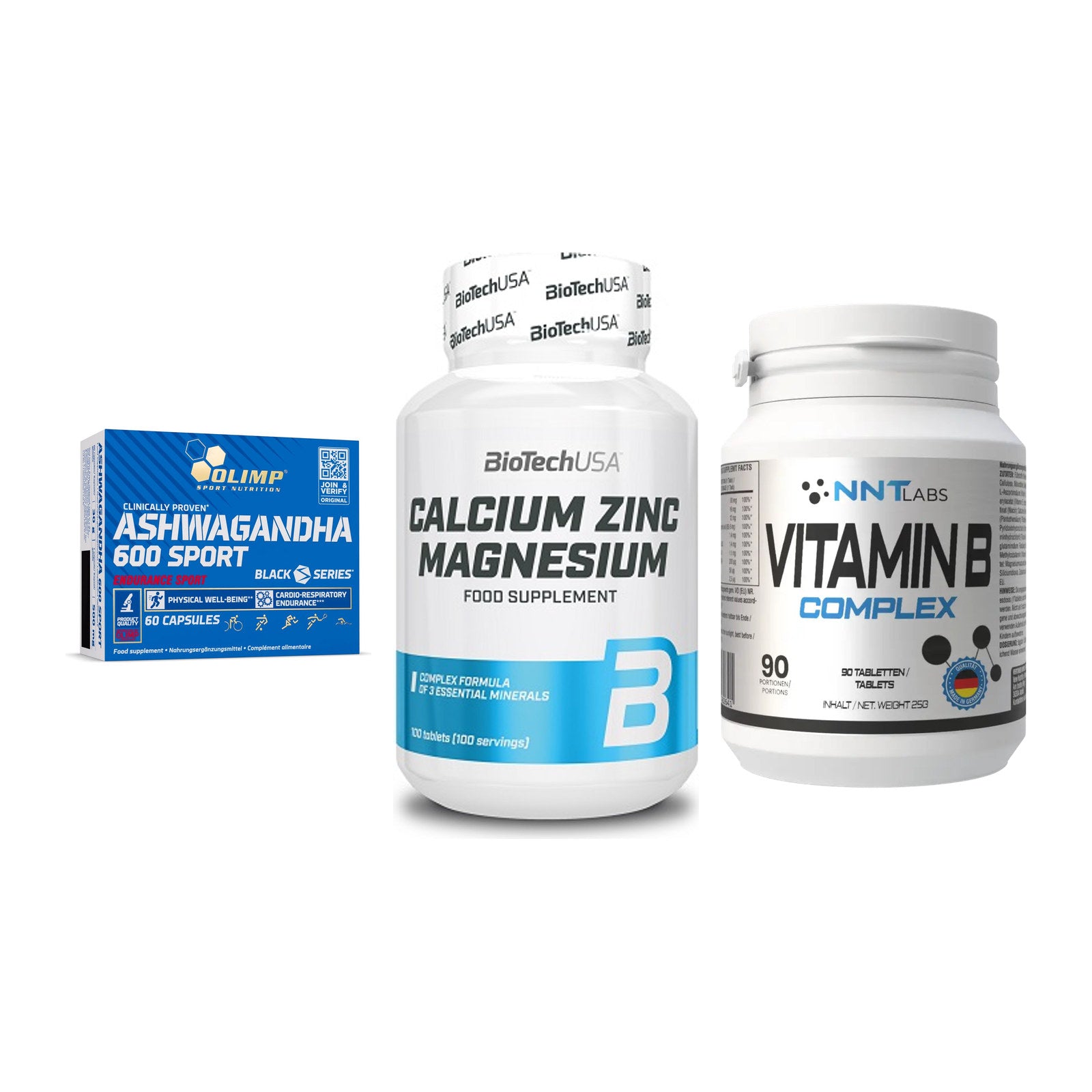 Stress & Balance: Olimp Ashwagand + BioTech Calcium + NNT Vitamin B – alle enthaltenen Artikel