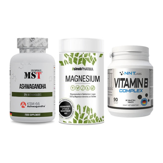 Stress & Balance: MST Ashwagandha + Sinob Magnesium + NNT Vitamin B – alle enthaltenen Artikel