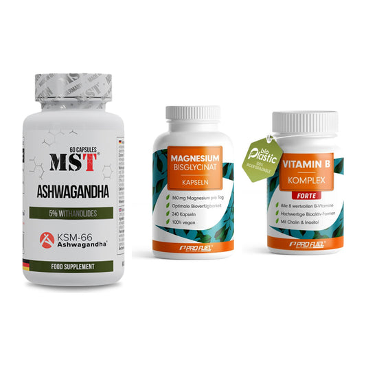 Stress & Balance: MST Ashwagandha + ProFuel Magnesi + ProFuel Vitamin – alle enthaltenen Artikel