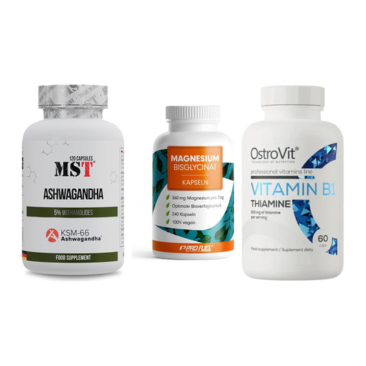Stress & Balance: MST Ashwagandha + ProFuel Magnesi + Ostrovit – alle enthaltenen Artikel