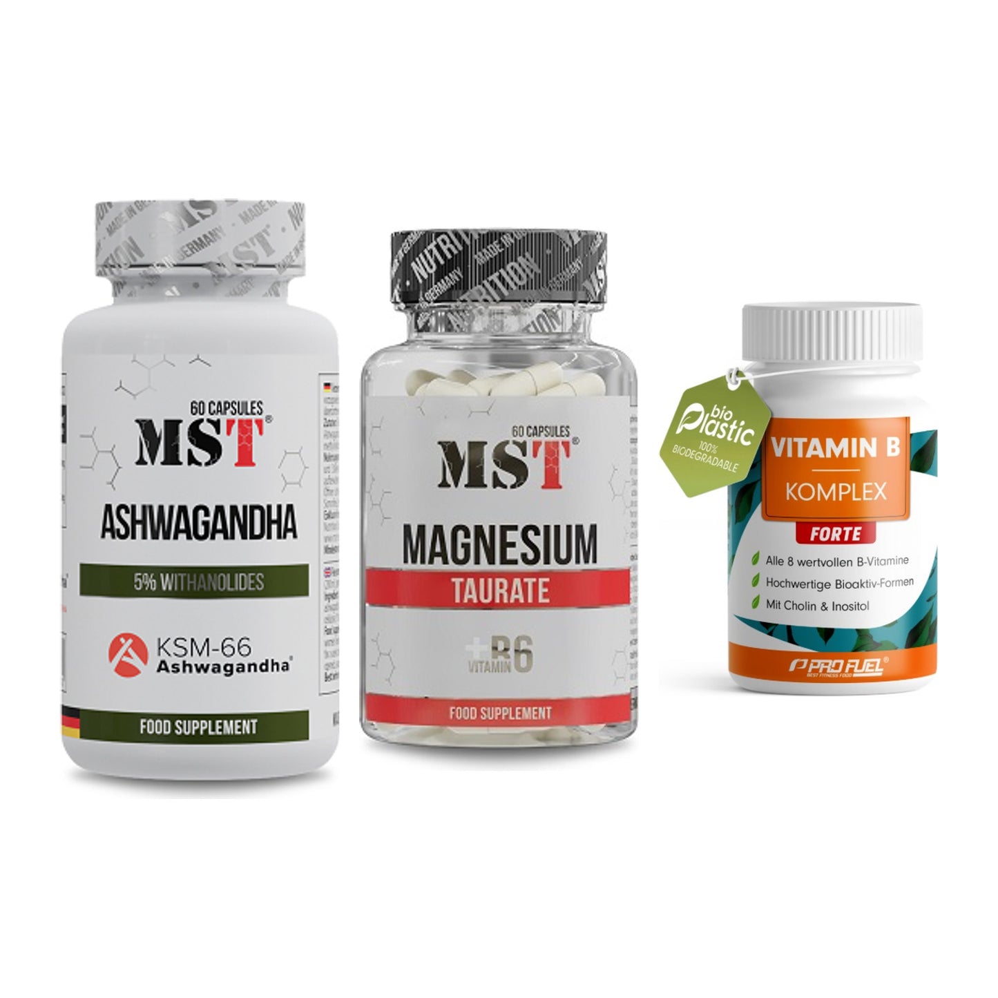 Stress & Balance: MST Ashwagandha + MST Magnesium + ProFuel Vitamin – alle enthaltenen Artikel