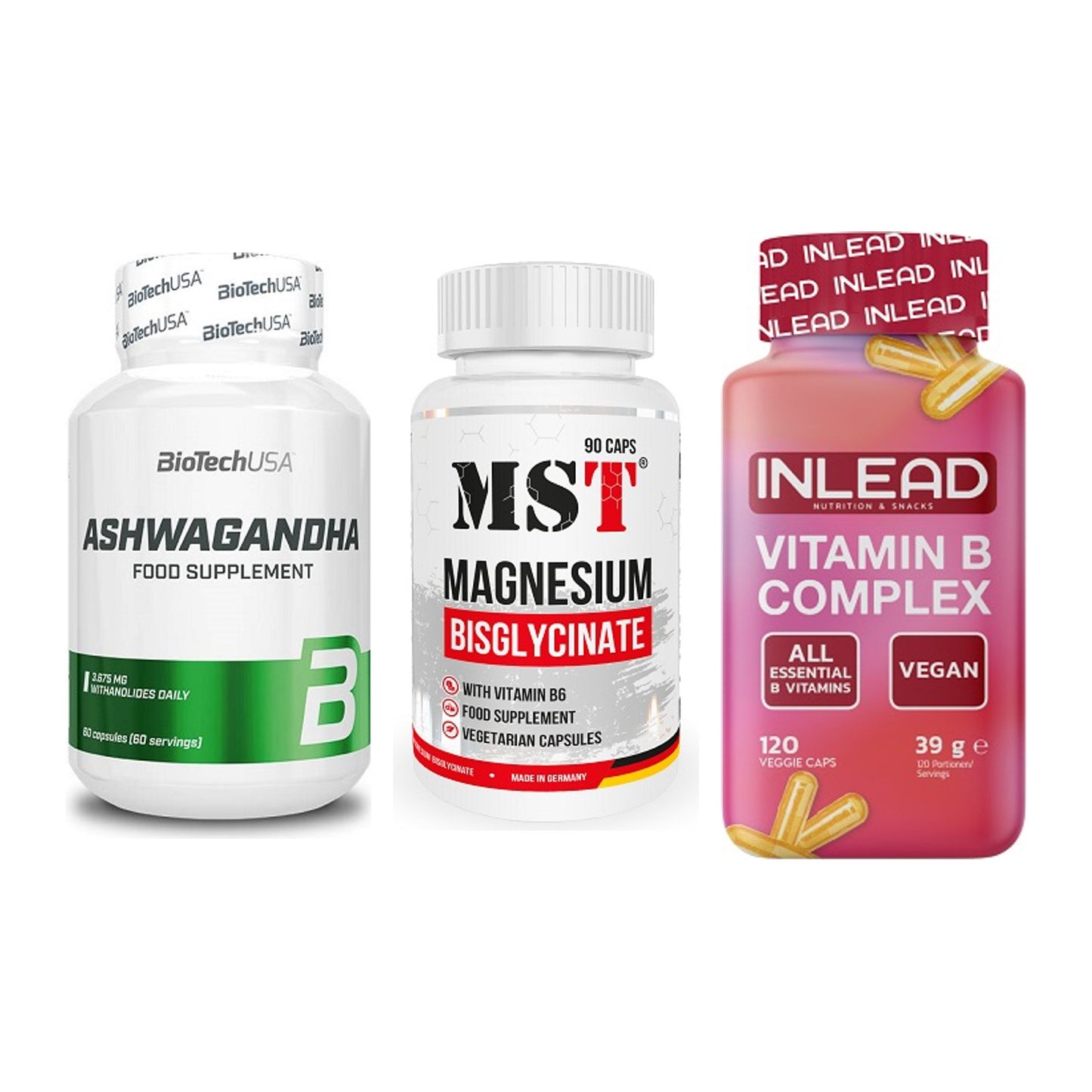 Stress & Balance: BioTech Ashwaga + MST Magnesium + INLEAD Vitamin – alle enthaltenen Artikel