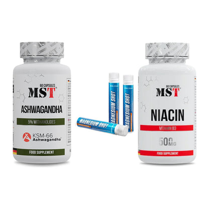 Stress & Balance: MST Ashwagandha + Body Attack + MST Niacin – alle enthaltenen Artikel