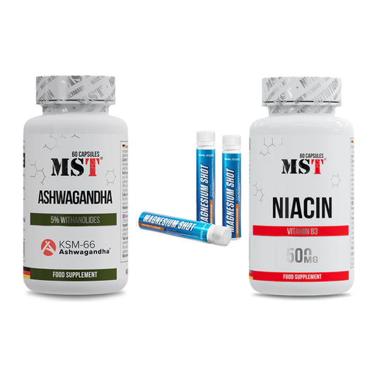 Stress & Balance: MST Ashwagandha + Body Attack + MST Niacin – alle enthaltenen Artikel