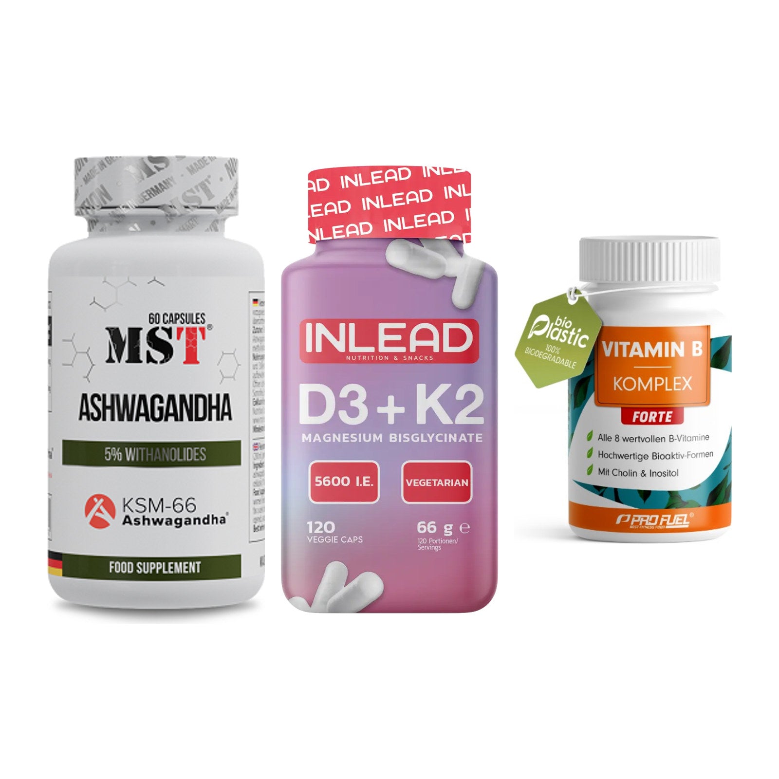 Stress & Balance: MST Ashwagandha + INLEAD Vitamin + ProFuel Vitamin – alle enthaltenen Artikel