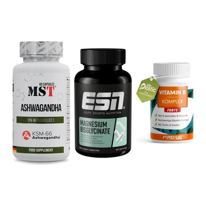 Stress & Balance: MST Ashwagandha + ESN Magnesium + ProFuel Vitamin – alle enthaltenen Artikel