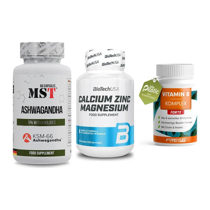 Stress & Balance: MST Ashwagandha + BioTech Calcium + ProFuel Vitamin – alle enthaltenen Artikel