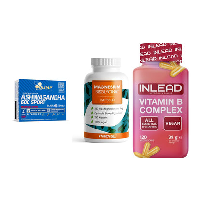 Stress & Balance: Olimp Ashwagand + ProFuel Magnesi + INLEAD Vitamin – alle enthaltenen Artikel