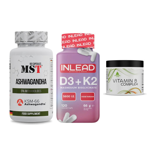 Stress & Balance: MST Ashwagandha + INLEAD Vitamin + Peak Vitamin B – alle enthaltenen Artikel