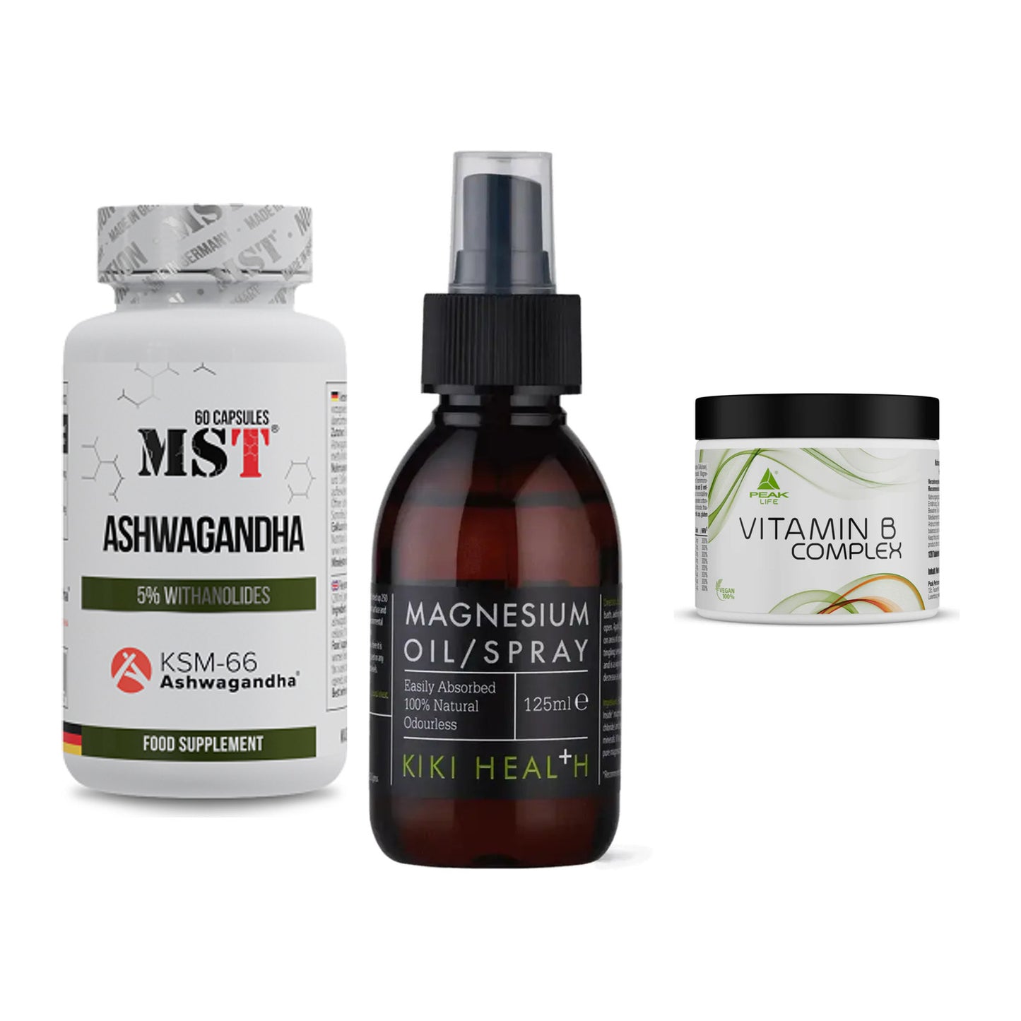 Stress & Balance: MST Ashwagandha + KIKI Health + Peak Vitamin B – alle enthaltenen Artikel