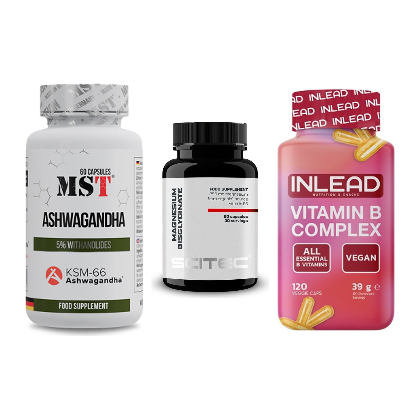 Stress & Balance: MST Ashwagandha + Scitec Magnesiu + INLEAD Vitamin – alle enthaltenen Artikel