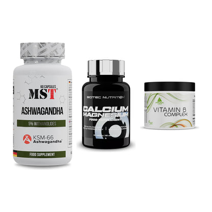 Stress & Balance: MST Ashwagandha + Scitec Calcium + Peak Vitamin B – alle enthaltenen Artikel