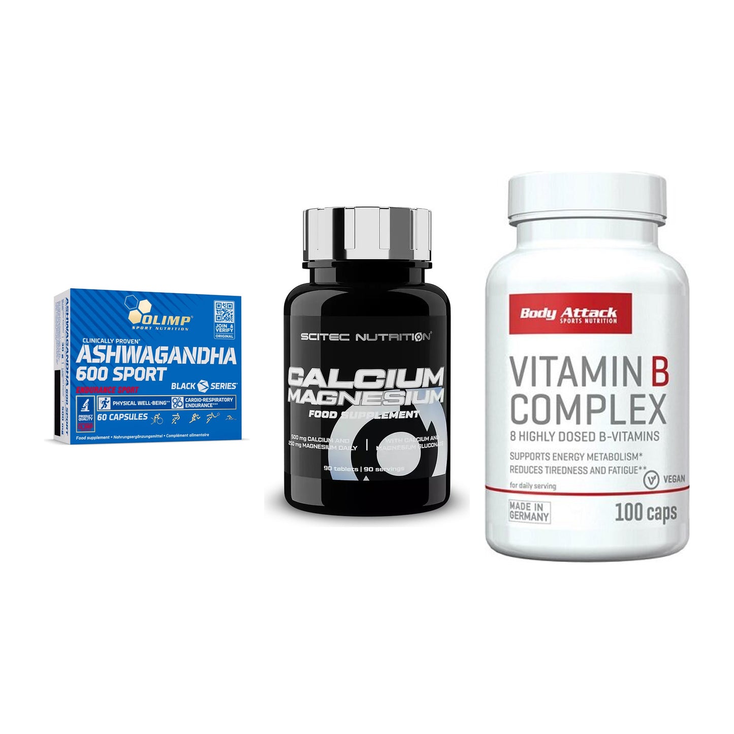 Stress & Balance: Olimp Ashwagand + Scitec Calcium + Body Attack – alle enthaltenen Artikel