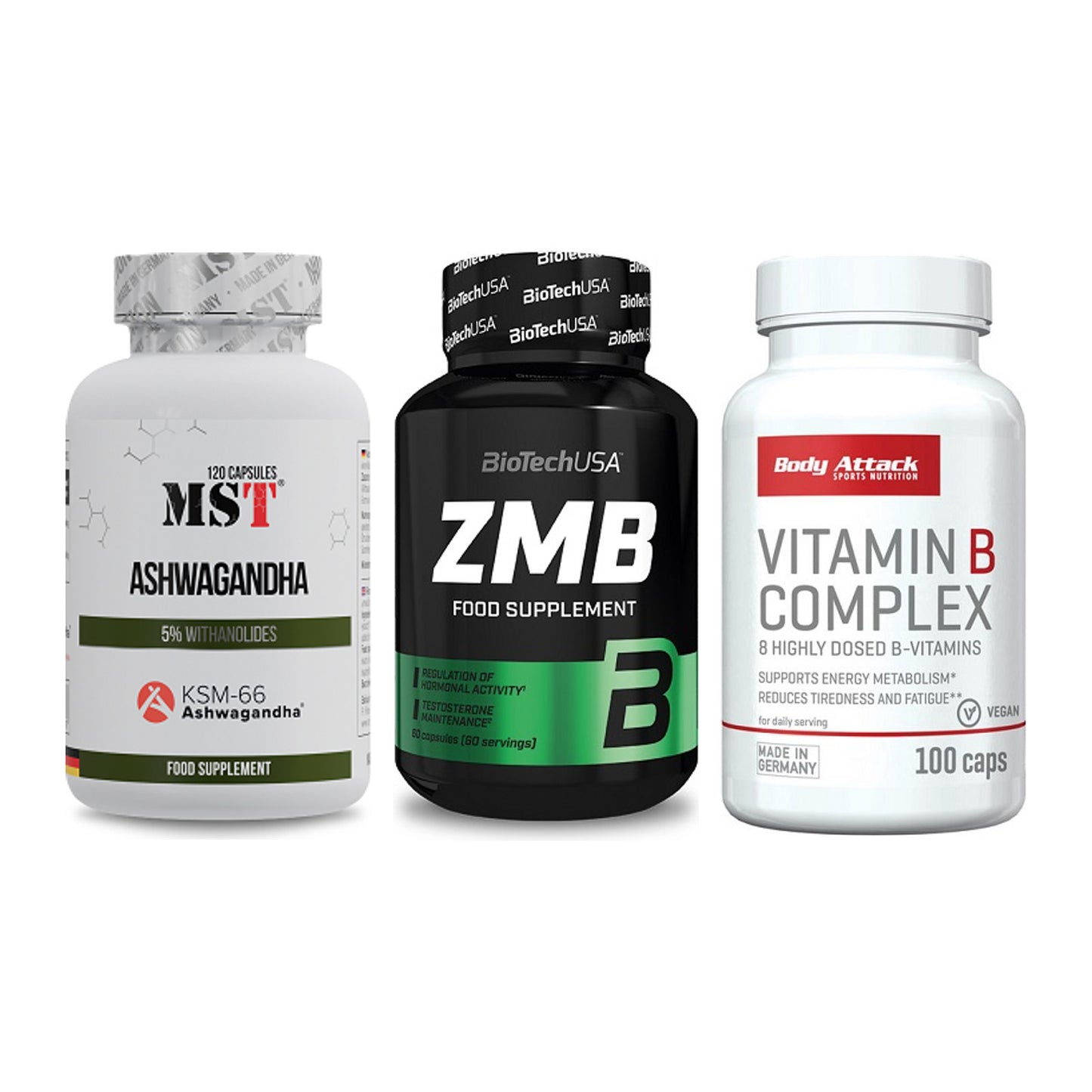 Stress & Balance: MST Ashwagandha + BioTech ZMB + Body Attack – alle enthaltenen Artikel