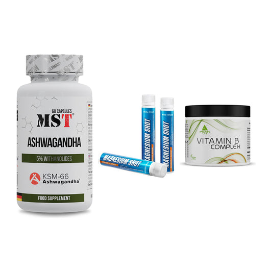 Stress & Balance: MST Ashwagandha + Body Attack + Peak Vitamin B – alle enthaltenen Artikel