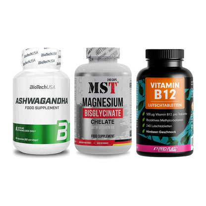 Stress & Balance: BioTech Ashwaga + MST Magnesium + ProFuel Vitamin – alle enthaltenen Artikel