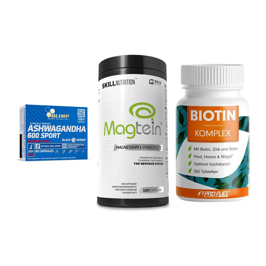 Stress & Balance: Olimp Ashwagand + Skill Nutrition + ProFuel BIOTIN – alle enthaltenen Artikel