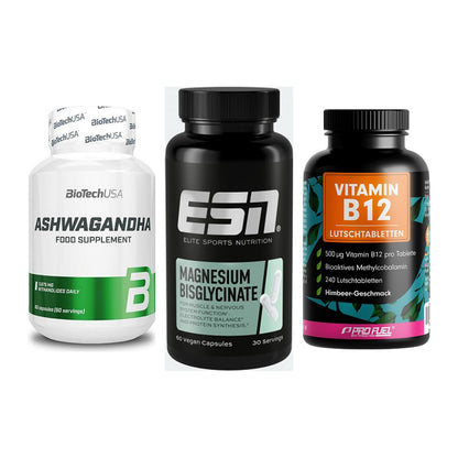 Stress & Balance: BioTech Ashwaga + ESN Magnesium + ProFuel Vitamin – alle enthaltenen Artikel
