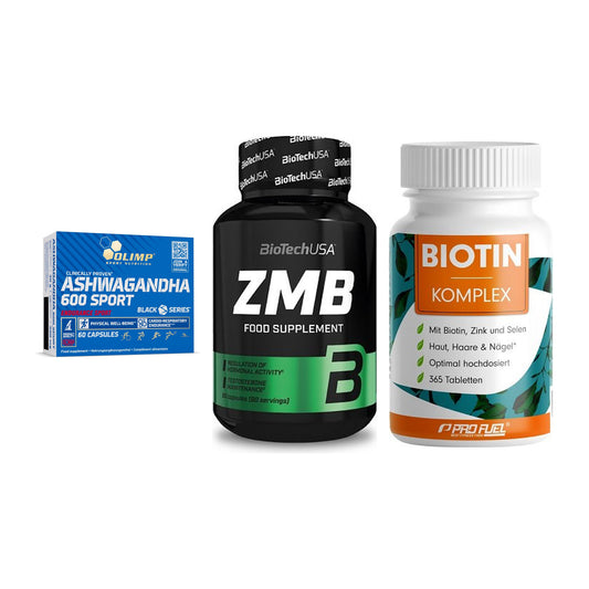 Stress & Balance: Olimp Ashwagand + BioTech ZMB + ProFuel BIOTIN – alle enthaltenen Artikel