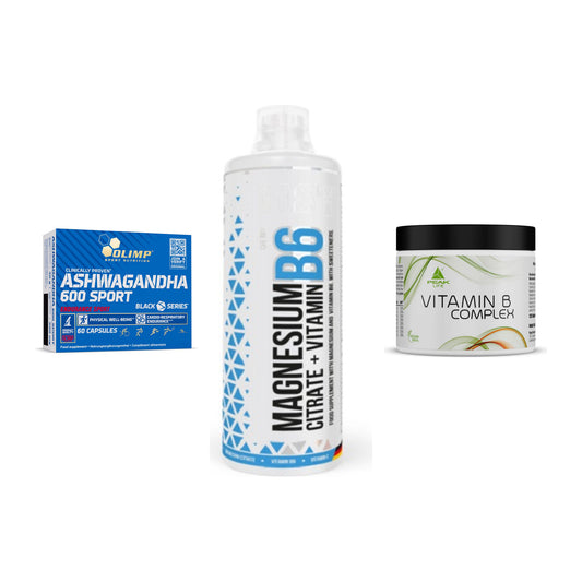 Stress & Balance: Olimp Ashwagand + MST Magnesium + Peak Vitamin B – alle enthaltenen Artikel