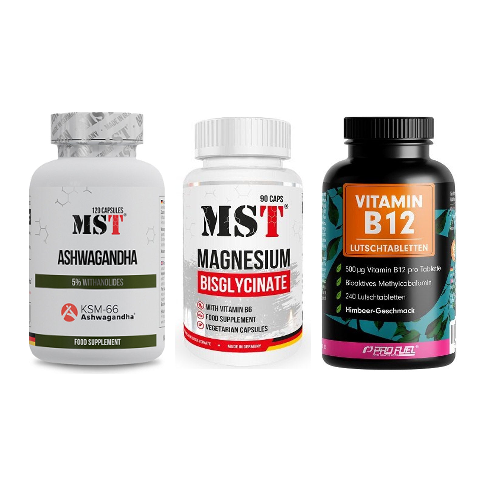 Stress & Balance: MST Ashwagandha + MST Magnesium + ProFuel Vitamin – alle enthaltenen Artikel