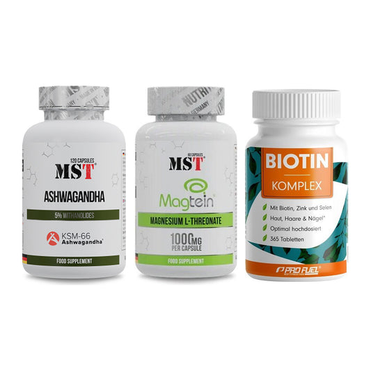 Stress & Balance: MST Ashwagandha + MST Magnesium + ProFuel BIOTIN – alle enthaltenen Artikel