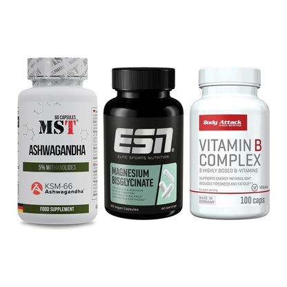 Stress & Balance: MST Ashwagandha + ESN Magnesium + Body Attack – alle enthaltenen Artikel
