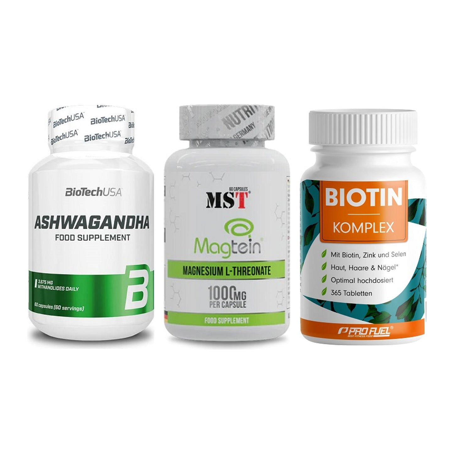 Stress & Balance: BioTech Ashwaga + MST Magnesium + ProFuel BIOTIN – alle enthaltenen Artikel