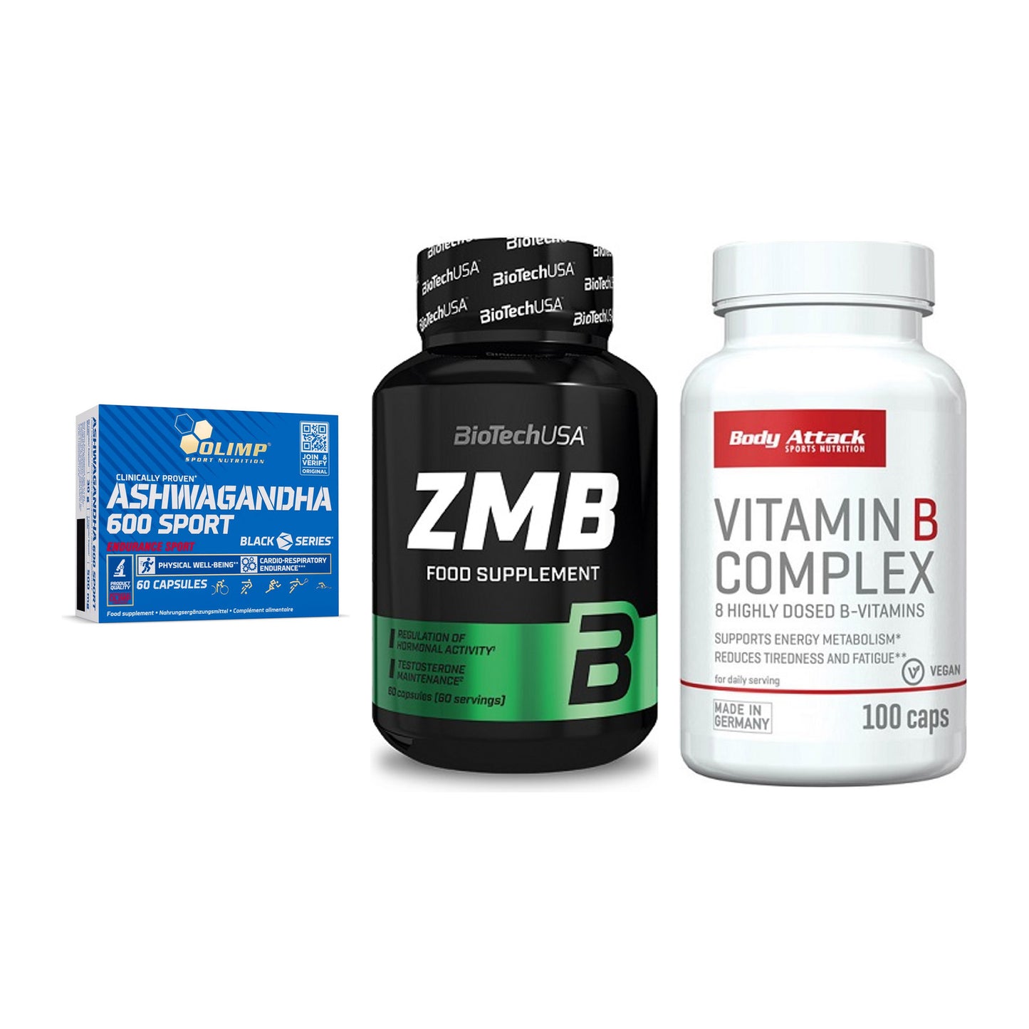 Stress & Balance: Olimp Ashwagand + BioTech ZMB + Body Attack – alle enthaltenen Artikel