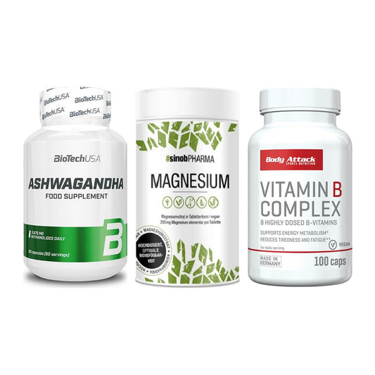 Stress & Balance: BioTech Ashwaga + Sinob Magnesium + Body Attack – alle enthaltenen Artikel