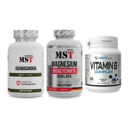 Stress & Balance: MST Ashwagandha + MST Magnesium + NNT Vitamin B – alle enthaltenen Artikel