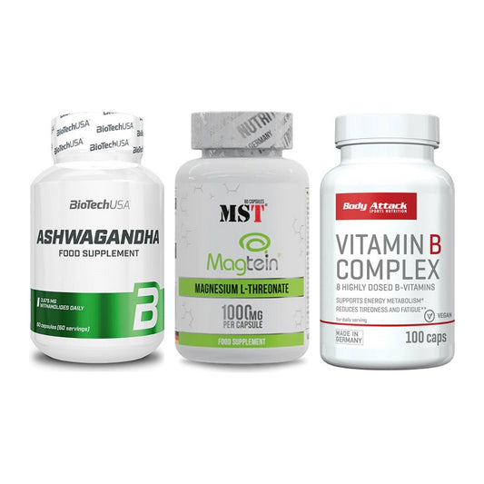 Stress & Balance: BioTech Ashwaga + MST Magnesium + Body Attack – alle enthaltenen Artikel