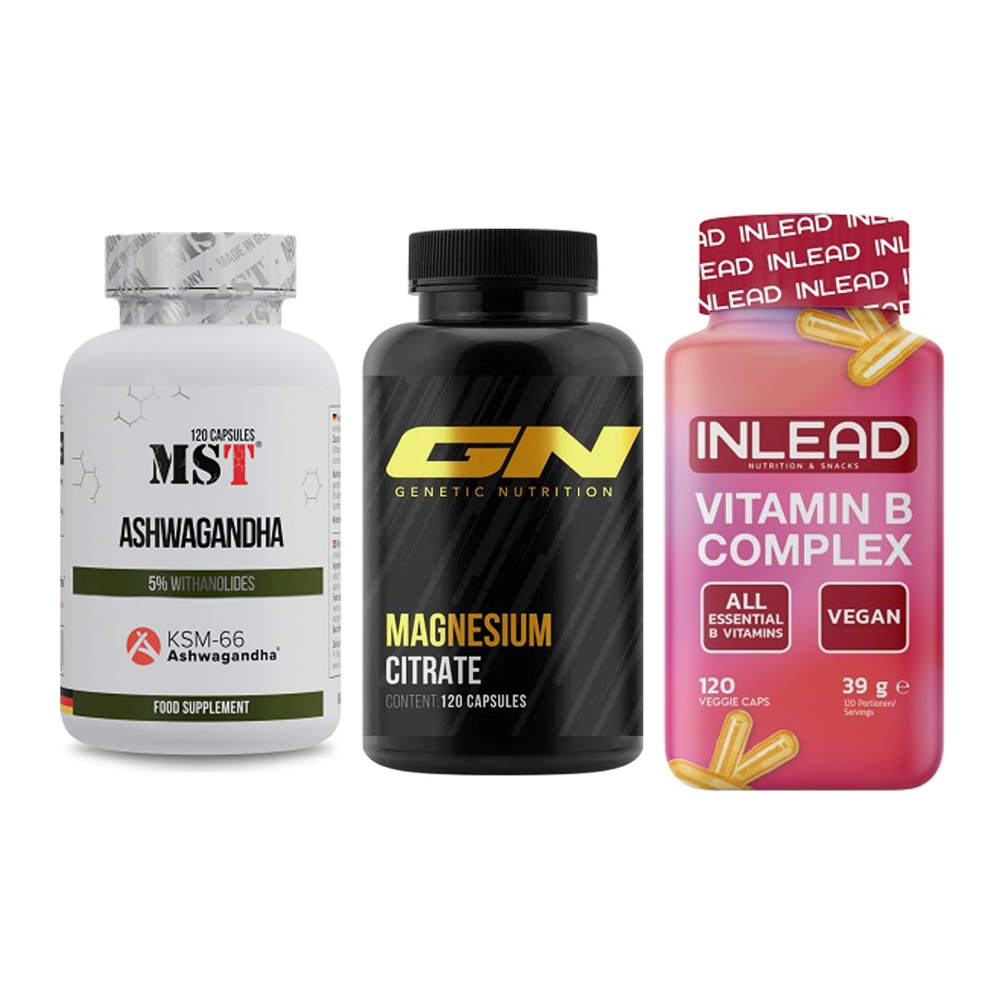 Stress & Balance: MST Ashwagandha + GN Magnesium + INLEAD Vitamin – alle enthaltenen Artikel