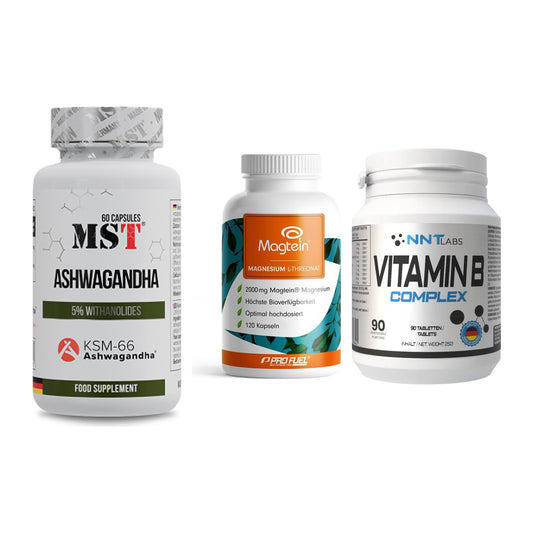 Stress & Balance: MST Ashwagandha + ProFuel Magnesi + NNT Vitamin B – alle enthaltenen Artikel