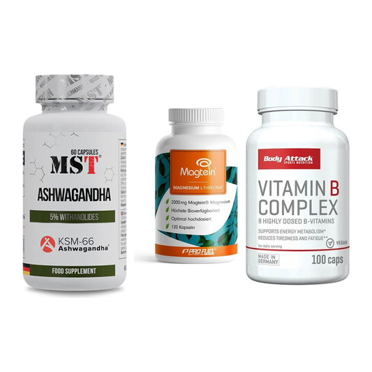 Stress & Balance: MST Ashwagandha + ProFuel Magnesi + Body Attack – alle enthaltenen Artikel