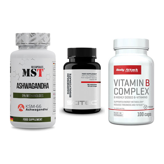 Stress & Balance: MST Ashwagandha + Scitec Magnesiu + Body Attack – alle enthaltenen Artikel