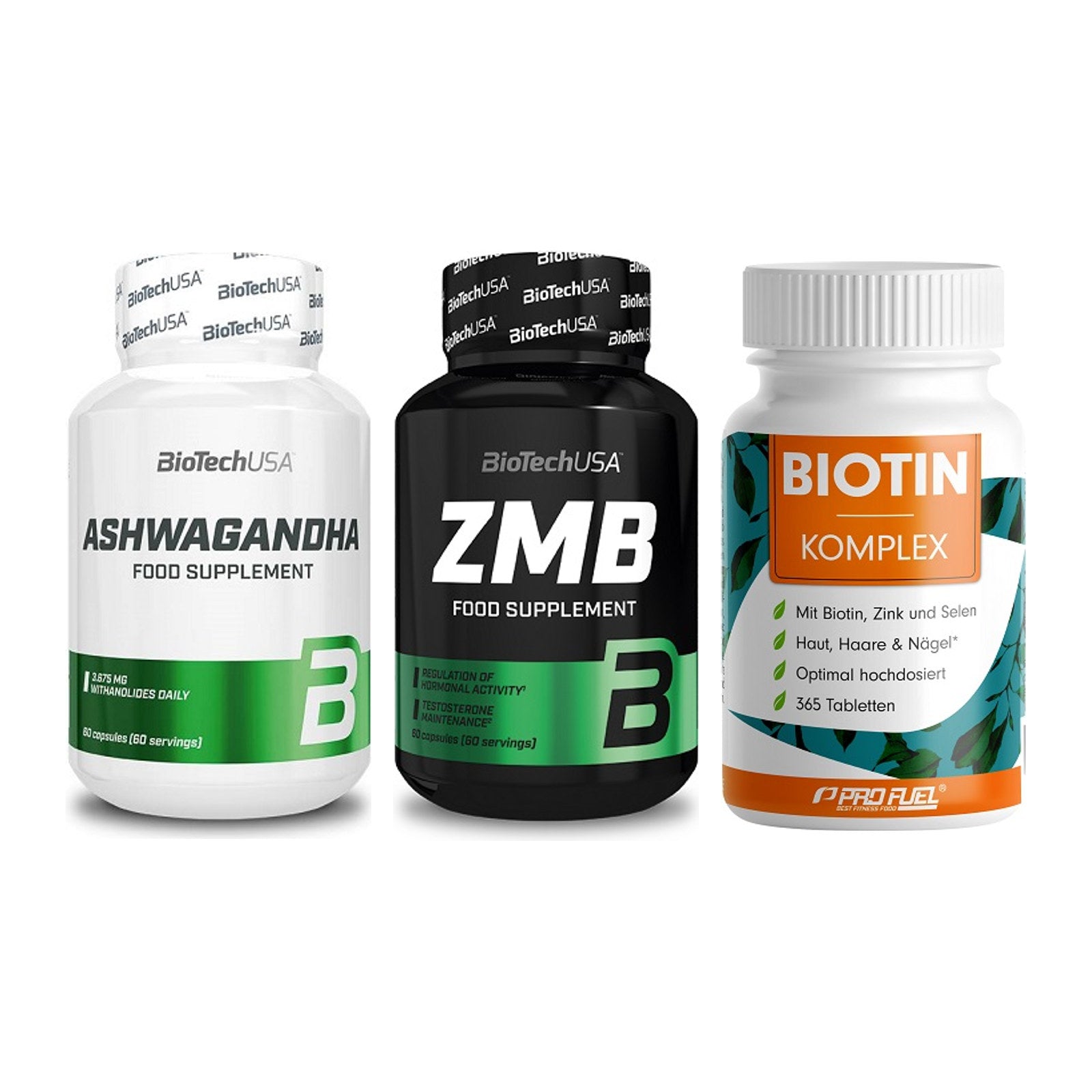 Stress & Balance: BioTech Ashwaga + BioTech ZMB + ProFuel BIOTIN – alle enthaltenen Artikel