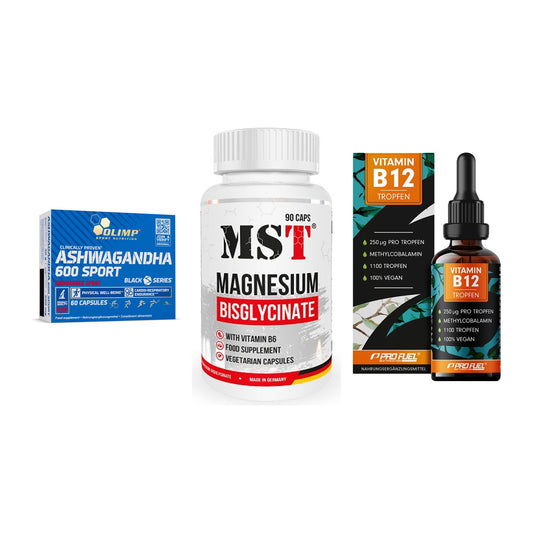 Stress & Balance: Olimp Ashwagand + MST Magnesium + ProFuel Vitamin – alle enthaltenen Artikel