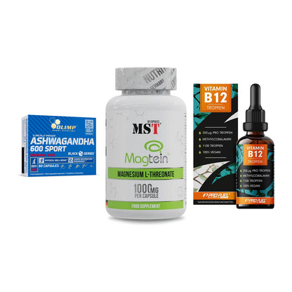 Stress & Balance: Olimp Ashwagand + MST Magnesium + ProFuel Vitamin – alle enthaltenen Artikel