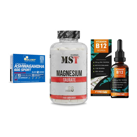 Stress & Balance: Olimp Ashwagand + MST Magnesium + ProFuel Vitamin – alle enthaltenen Artikel