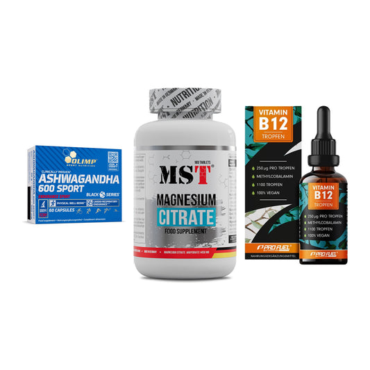 Stress & Balance: Olimp Ashwagand + MST Magnesium + ProFuel Vitamin – alle enthaltenen Artikel